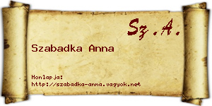Szabadka Anna névjegykártya